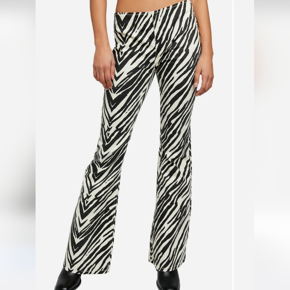 Free People Zebra-Print Flare Pants - Black & White